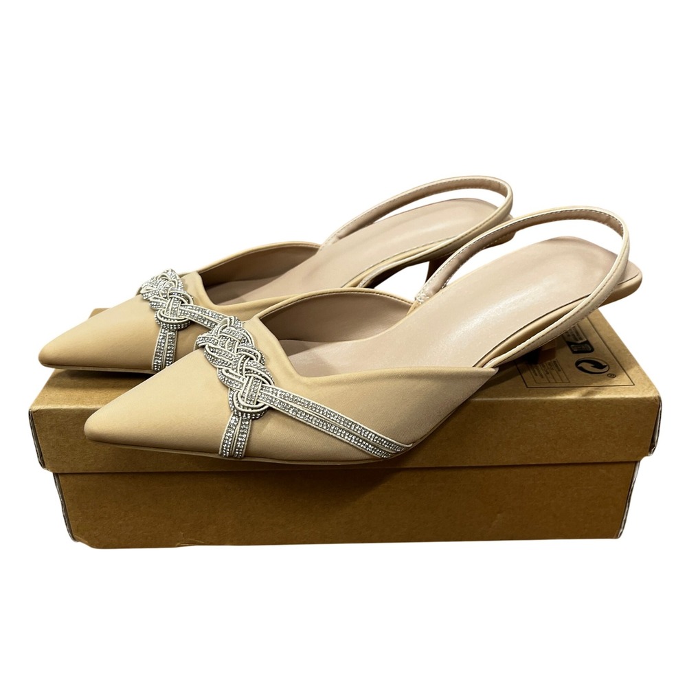 Women's‎ US 8 Apricot Crystal Embellished Fashion High Heels Pointed Toe Party